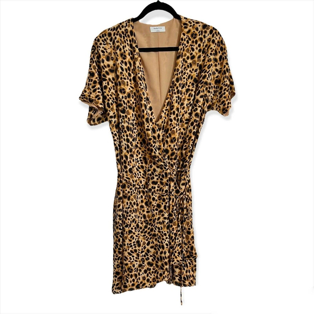 Aritzia Babaton NWT Womens Wallace Wrap Dress Animal Print Leopard Sz L Crepe